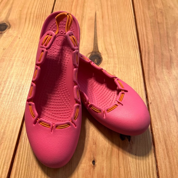 Pink Ballet Flats with Orange Accents - Picture 1 of 5